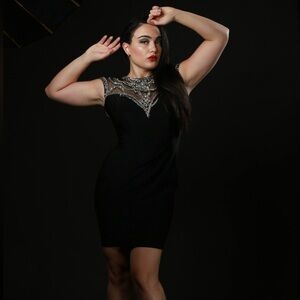 Nordstrom Black Sequin Embellished Mini Dress